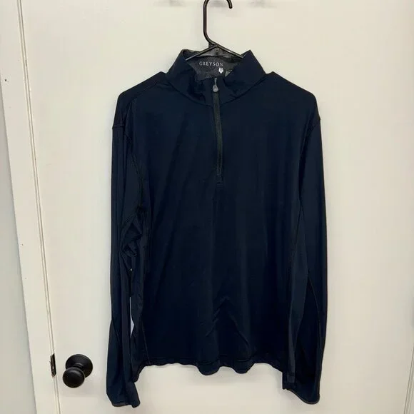Greyson Men’s M Black Mock-Neck Quarter Zip Sweater